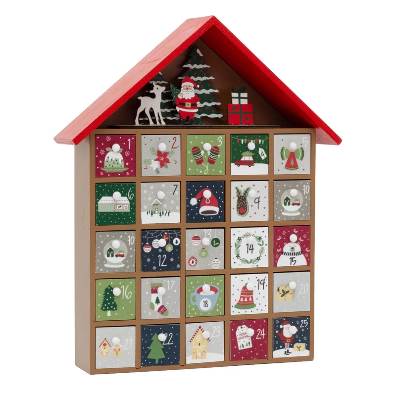 Red House Christmas Advent Calendar | Wooden Fill Your Own Advent Calendar