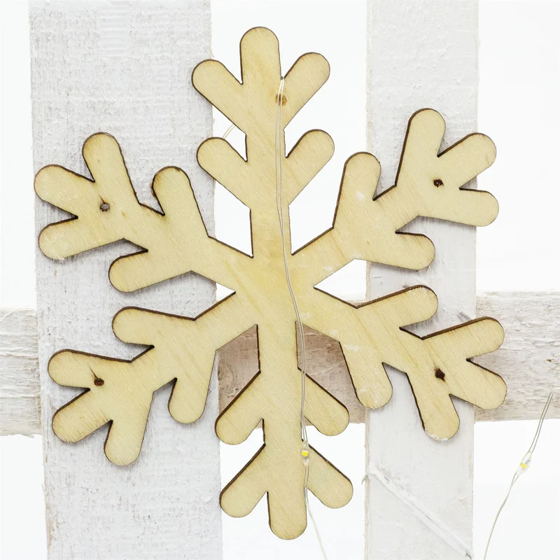 Snowflake LED Light Up Christmas Tree Fence | White Wooden Picket Fence Skirt | Festive Xmas Tree Decoration - 76 x 38cm
