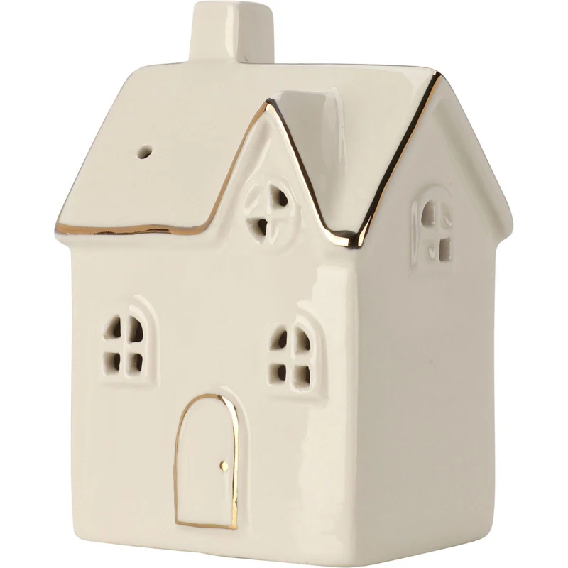 White Ceramic LED Christmas House | Light Up Mini Christmas Village Ornament