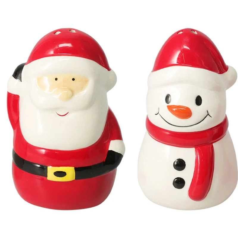 Christmas Santa & Snowman Salt and Pepper Shakers | Ceramic Salt & Pepper Set