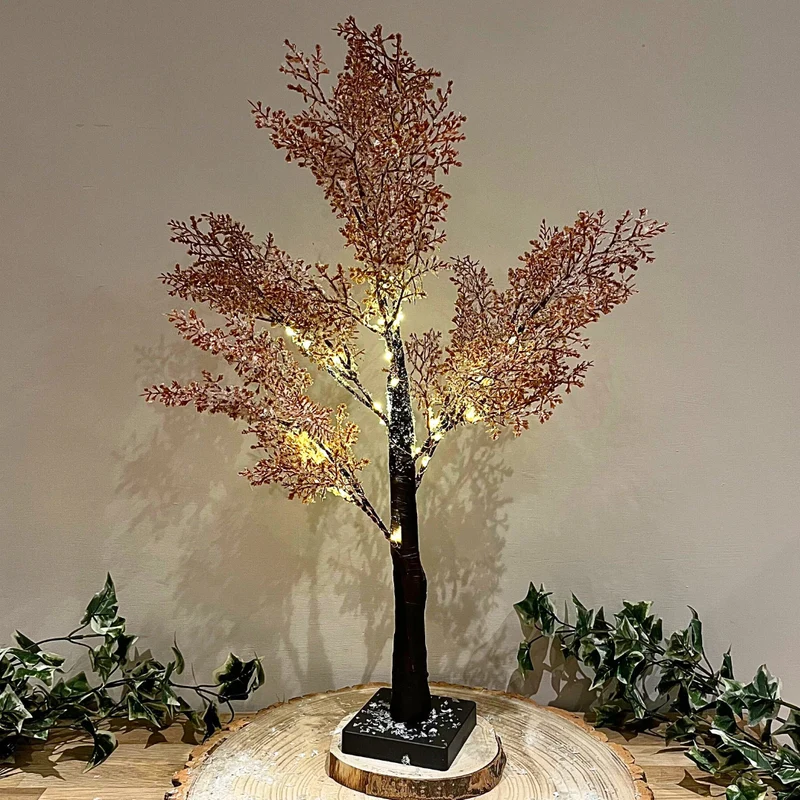 60cm LED Tree Snow Dusted Light Up Tree | LED Lit Tree Battery Operated Silhouette Tree Light | Pre Lit Twig Tree