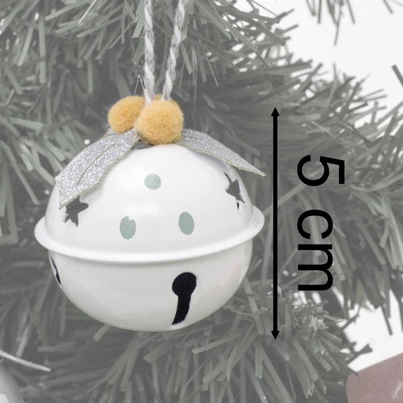 Set of 6 Baubles Pastel Jingle Bells | Christmas Tree Hanging Ornaments - 4cm