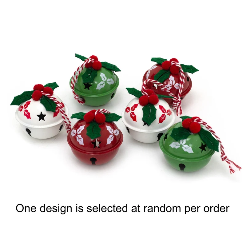 Set of 6 Baubles Festive Jingle Bells | Christmas Tree Hanging Ornaments - 4cm