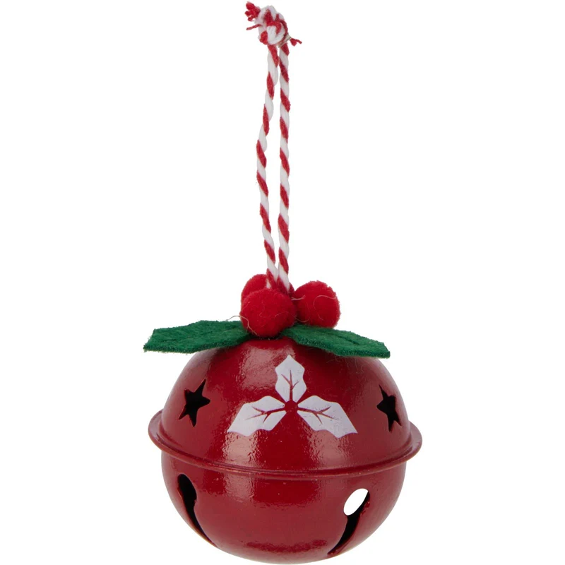 Set of 6 Baubles Festive Jingle Bells | Christmas Tree Hanging Ornaments - 4cm