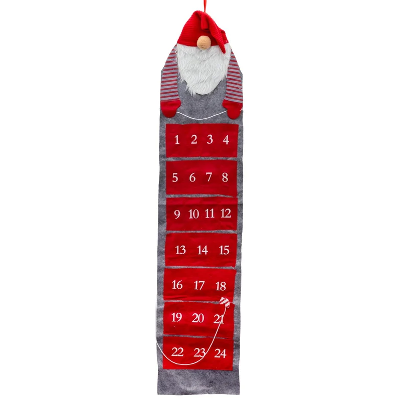 Santa Gnome Christmas Advent Calendar | Fabric 24-Pocket Hanging Gonk Calendar