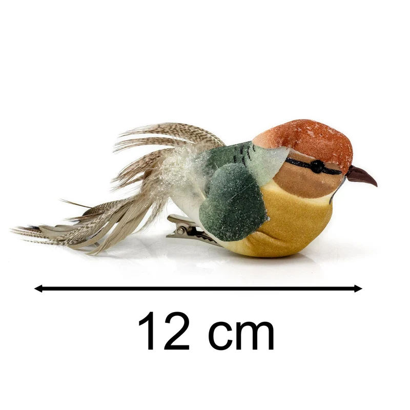 Set of 2 Clip on Birds | 2-piece Christmas Tree Bird Ornaments with Silver Clip