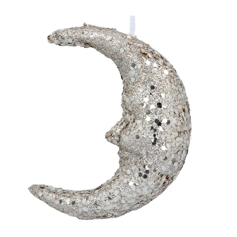 Gisela Graham Gold Moon Christmas Decoration, 13cm Hanging Ornament