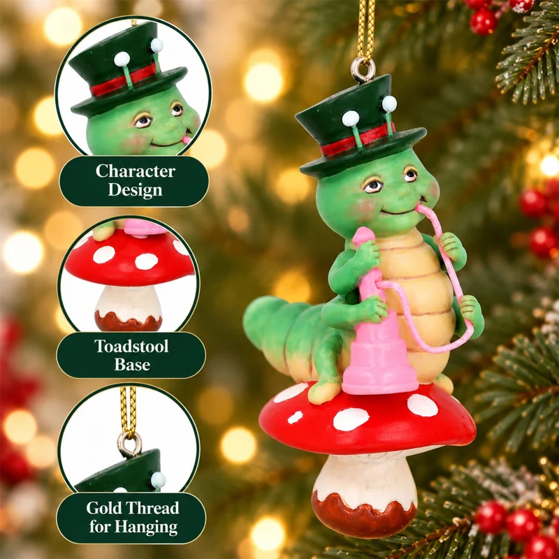 Caterpillar Christmas Tree Decoration, Alice in Wonderland Ornament 9.5cm