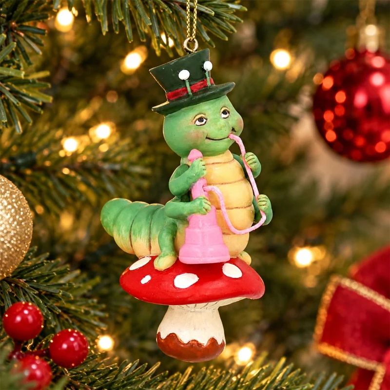 Caterpillar Christmas Tree Decoration, Alice in Wonderland Ornament 9.5cm