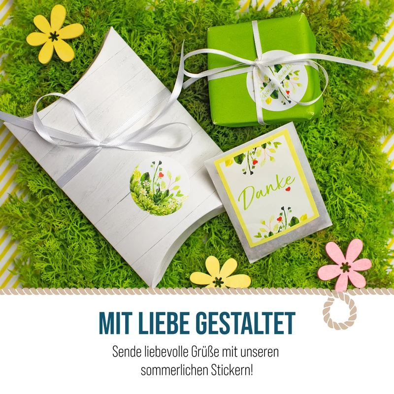 200 Aufkleber Blumen rund Ø 4 cm – Sticker auf Rolle in Aquarell-Optik zum Beschriften