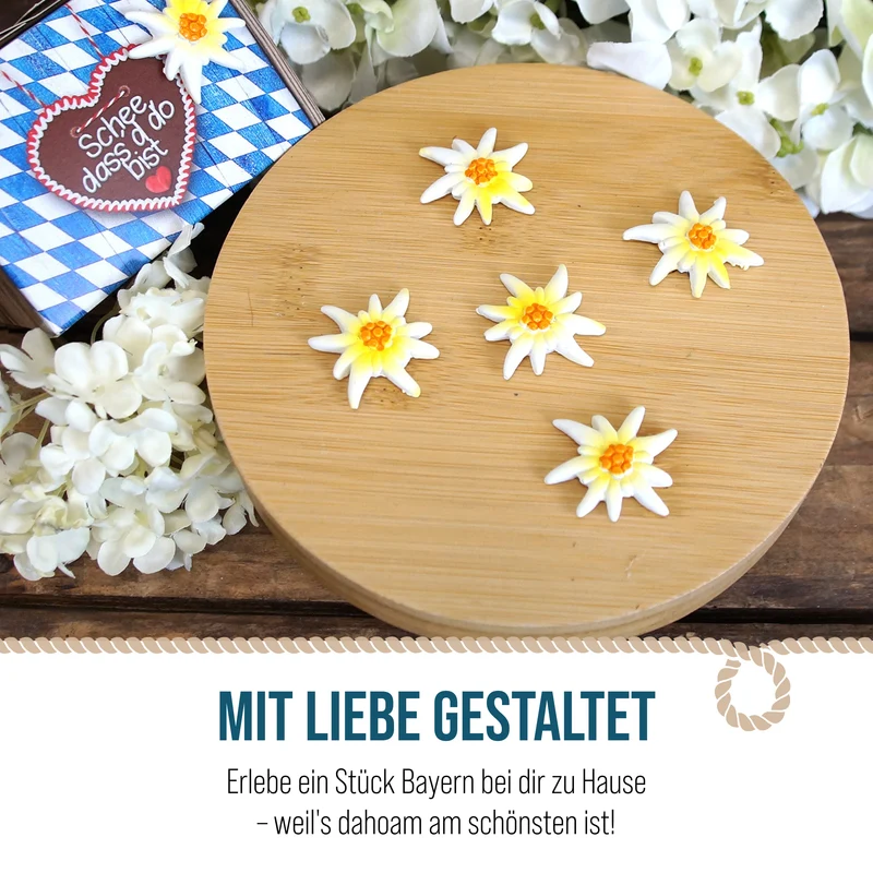 Edelweiss Streudeko 12er Set 2,5 cm aus Polyresin – Alpenblume