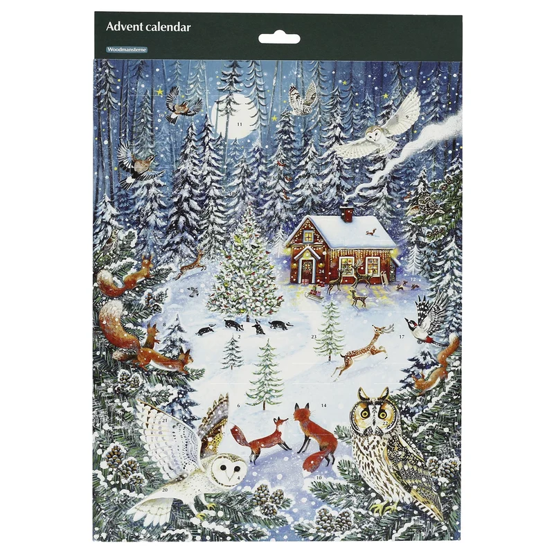 Woodland Cottage Christmas Advent Calendar, 24 Door Woodland Animal Design