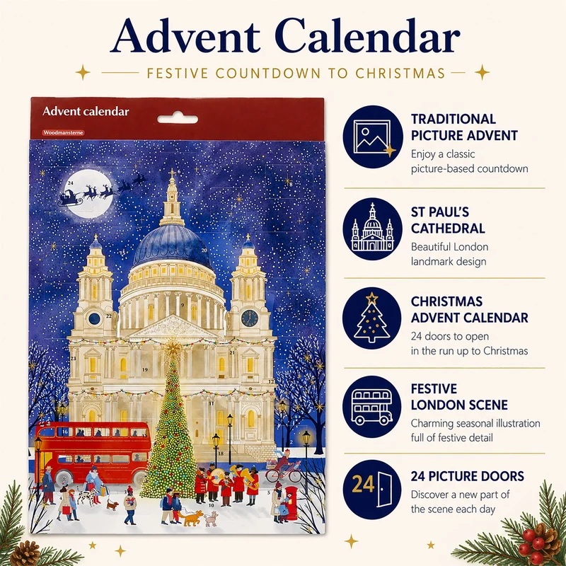 St Paul's Cathedral Traditional Picture Advent Calendar, Paper 24 Picture Doors