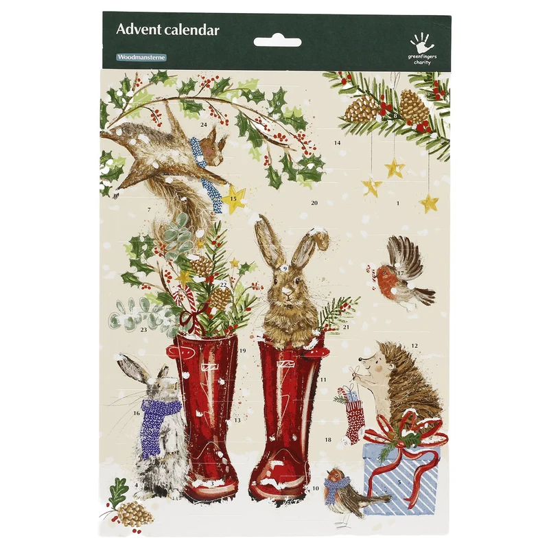 Christmas Wellies Traditional Picture Advent Calendar, 24 Door Calendar, 32.5cm