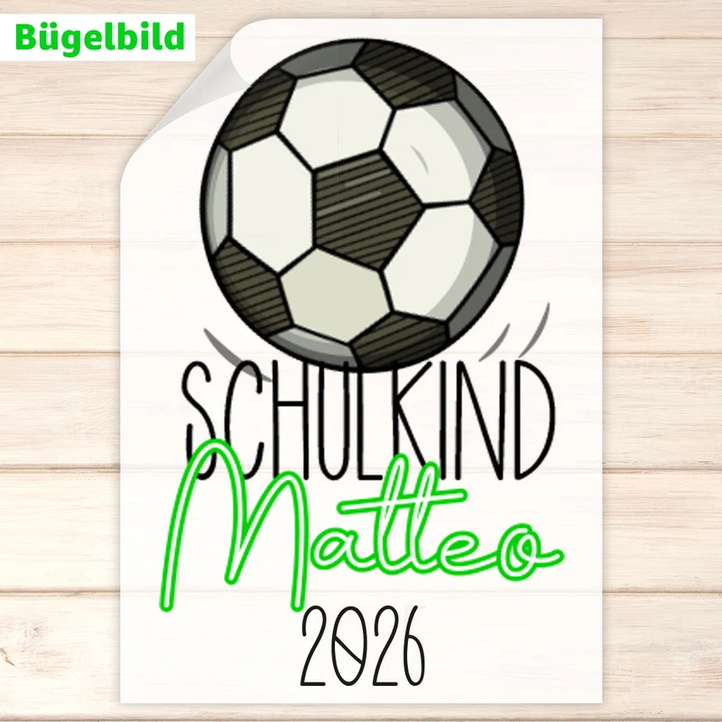 Bügelbild - Schulkind - Wunschname & Wunschjahr - Fußballchampion