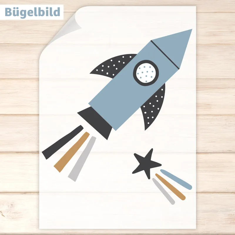Bügelbild - Schulkind - Wunschname & Wunschjahr - Fly me to the Moon