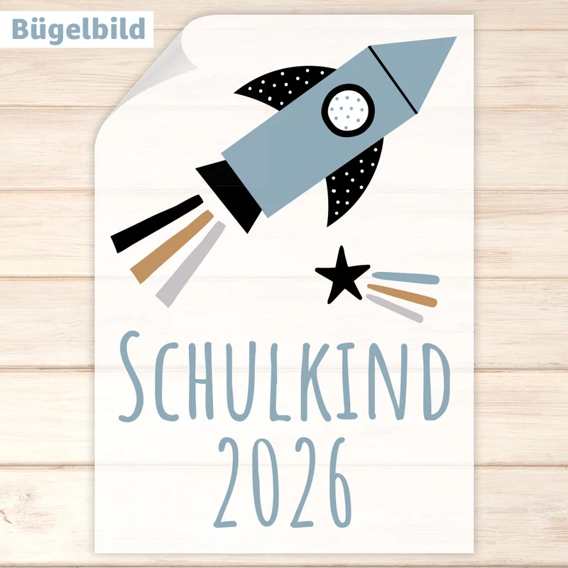 Bügelbild - Schulkind - Wunschname & Wunschjahr - Fly me to the Moon
