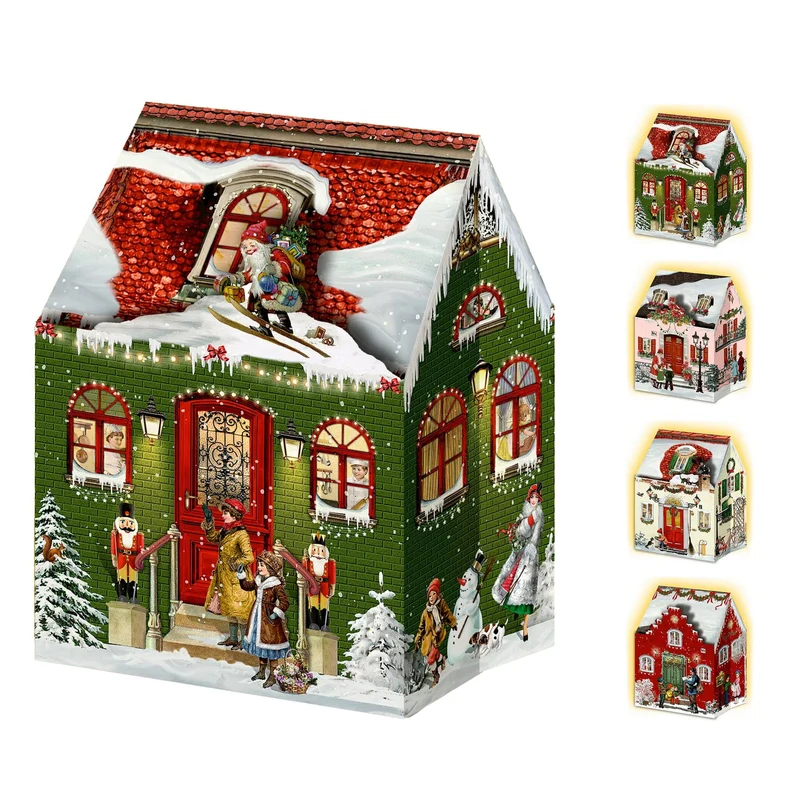 Mini Pop-up Christmas Advent Calendar House with 24 Glittery Doors & Envelope