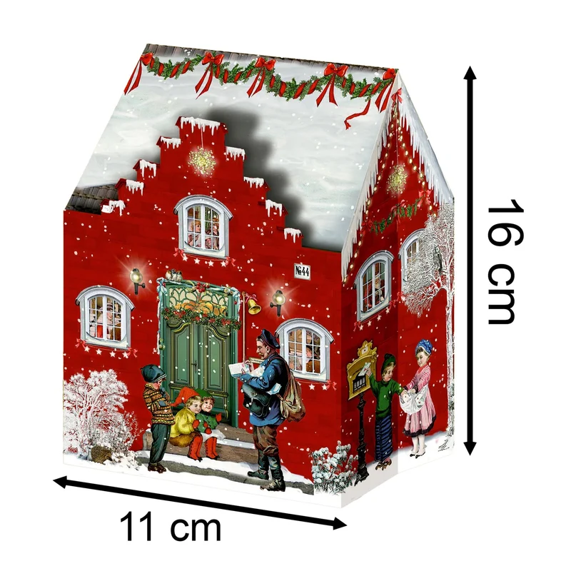 Mini Pop-up Christmas Advent Calendar House with 24 Glittery Doors & Envelope
