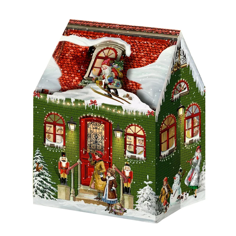 Mini Pop-up Christmas Advent Calendar House with 24 Glittery Doors & Envelope