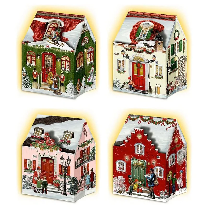 Mini Pop-up Christmas Advent Calendar House with 24 Glittery Doors & Envelope