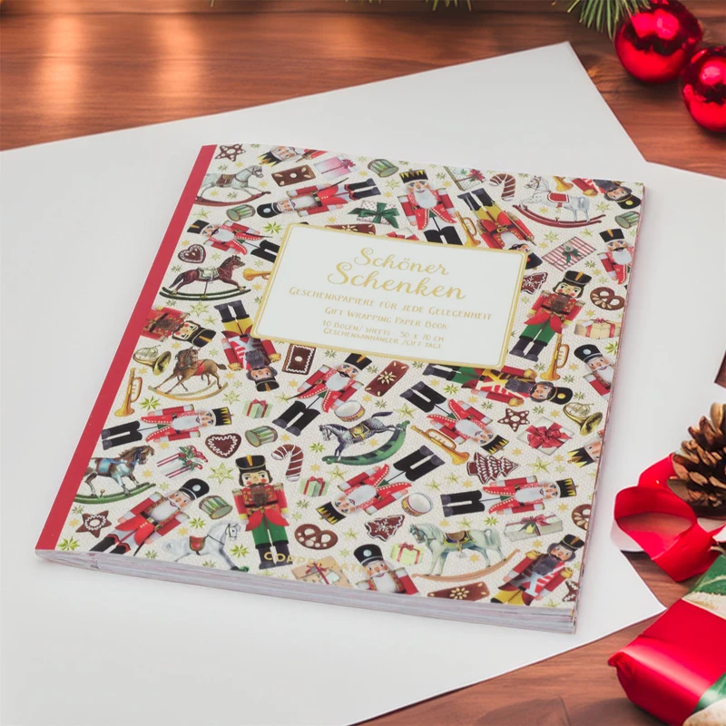 Nutcracker Christmas Wrapping Paper Book with 10 Stylish Sheets & Gift Tags