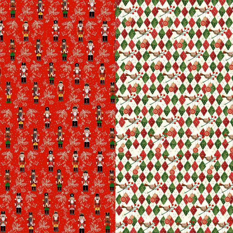 Nutcracker Christmas Wrapping Paper Book with 10 Stylish Sheets & Gift Tags