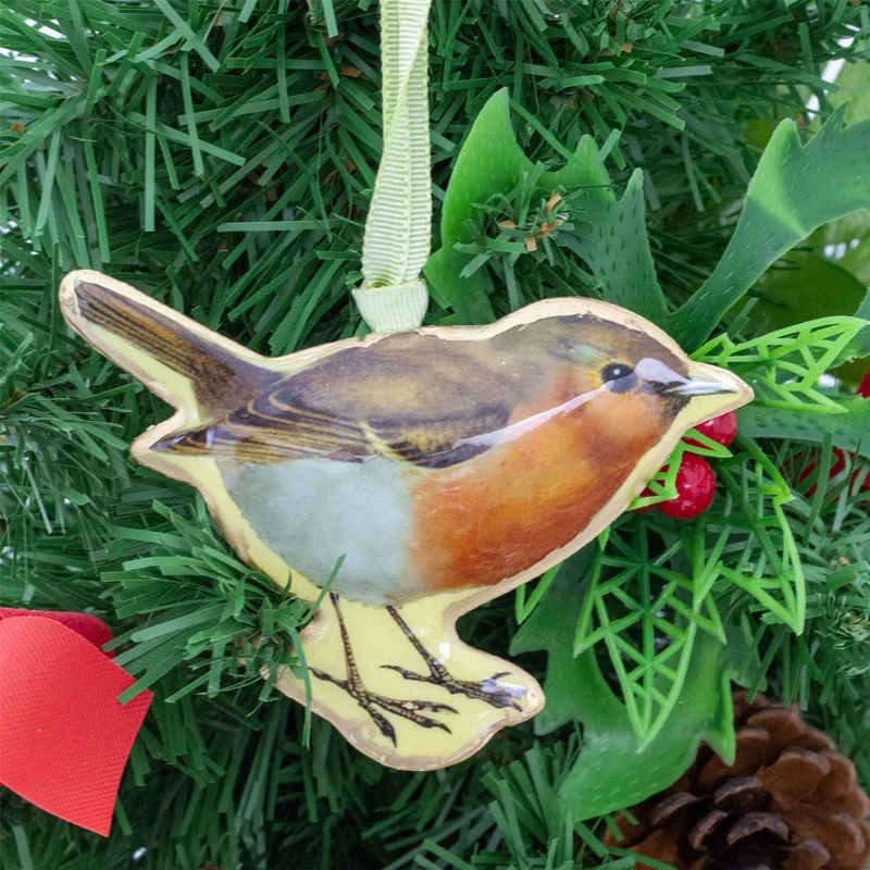 Bird Christmas Bauble | Vintage-Style Metal Tree Ornament with Hanging Ribbon