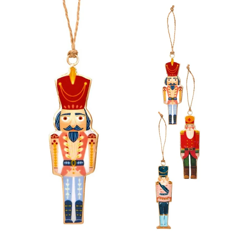 Nutcracker Christmas Bauble | Vintage Metal Soldier Tree Ornament with Twine