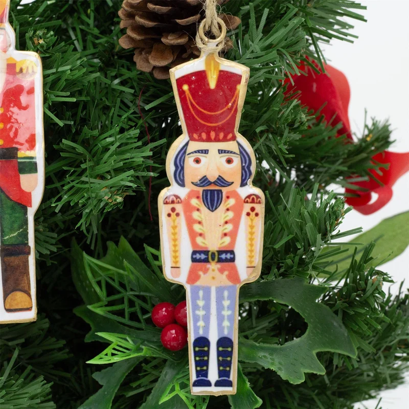Nutcracker Christmas Bauble | Vintage Metal Soldier Tree Ornament with Twine