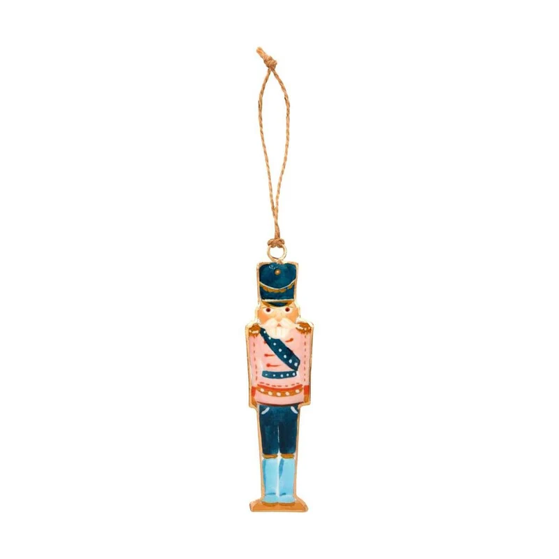 Nutcracker Christmas Bauble | Vintage Metal Soldier Tree Ornament with Twine