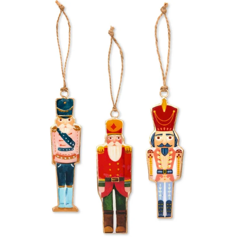 Nutcracker Christmas Bauble | Vintage Metal Soldier Tree Ornament with Twine