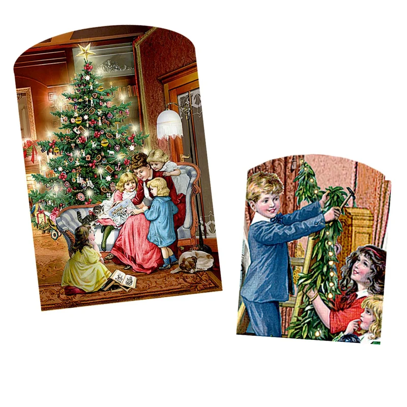 3D LED Christmas House Advent Calendar with Light-Up Windows - 18.5x30cm