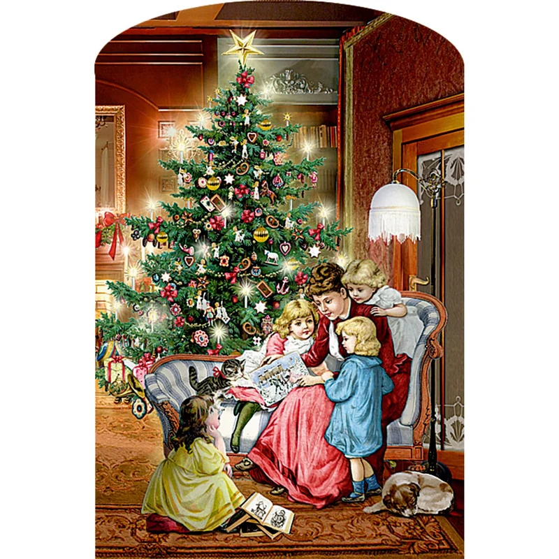 3D LED Christmas House Advent Calendar with Light-Up Windows - 18.5x30cm