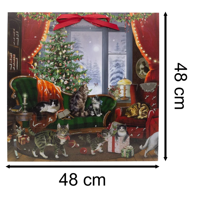 Cats at Christmas Advent Calendar | Advent Calendar with 24 Cat Scenes & Glitter