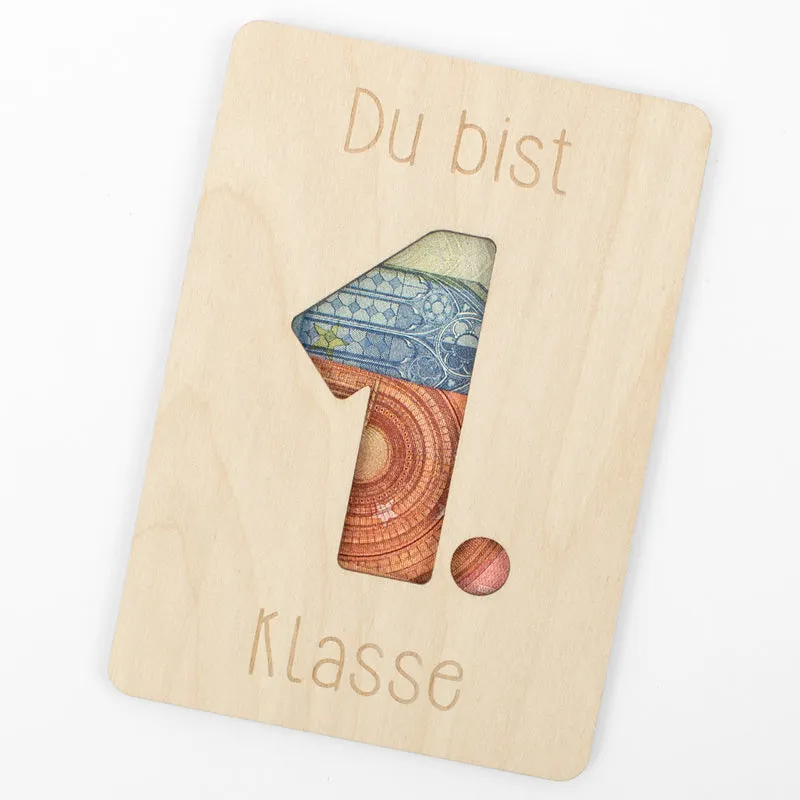 Geschenkkarte Holz Geldgeschenk Schulstart - Du bist erste Klasse