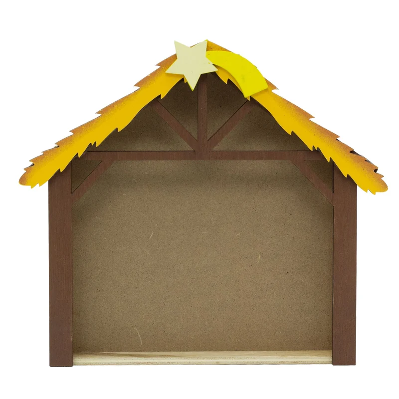 Wooden Nativity Scene with Mini Figures & Stable | Christmas Nativity Set