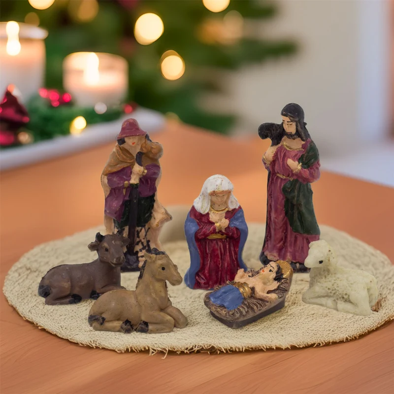 7-Piece Mini Christmas Nativity Set | Traditional Holy Family Figurines