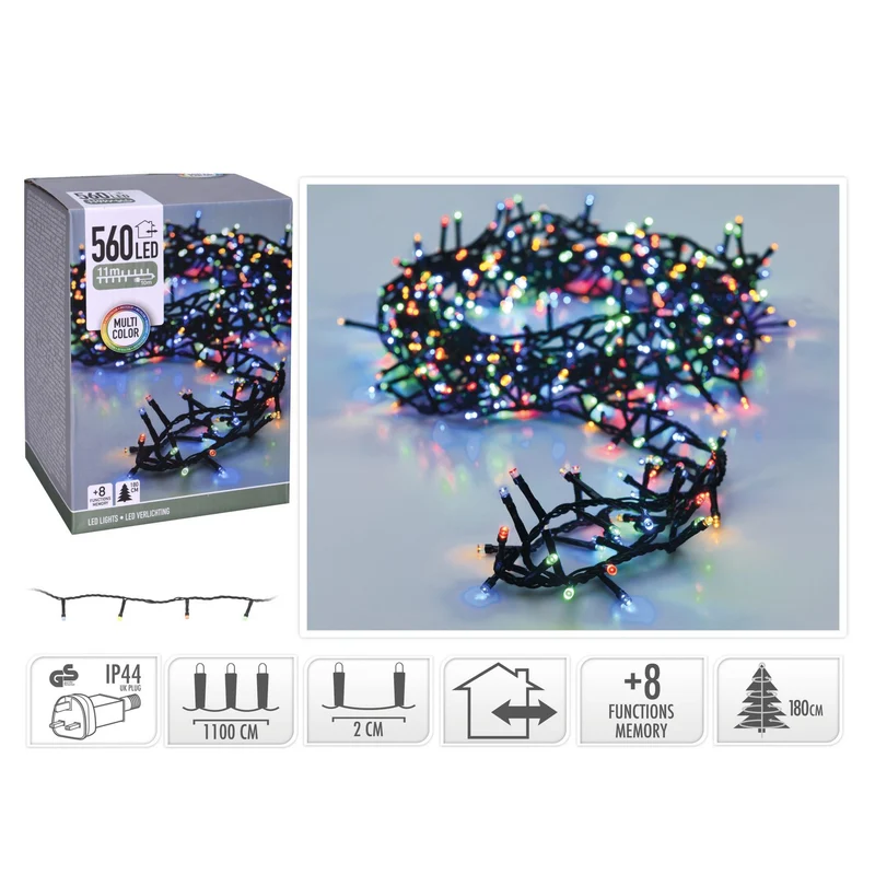 Multicoloured Christmas Fairy Lights | 560 LED Tree Lights with 8 Functions