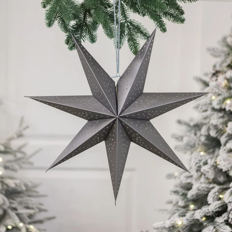 Silver Christmas Star | 7-Pointed Silver Paper Hanging Decoration - 45cm