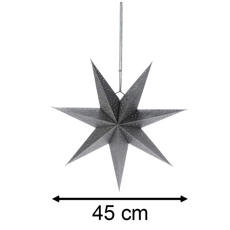 Silver Christmas Star | 7-Pointed Silver Paper Hanging Decoration - 45cm