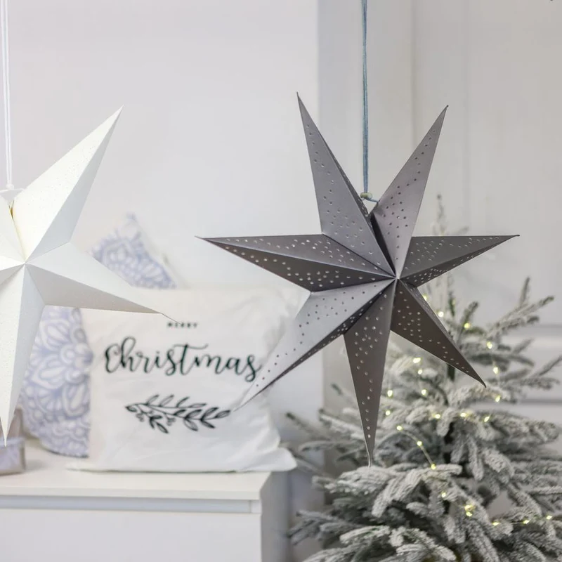 Silver Christmas Star | 7-Pointed Silver Paper Hanging Decoration - 45cm