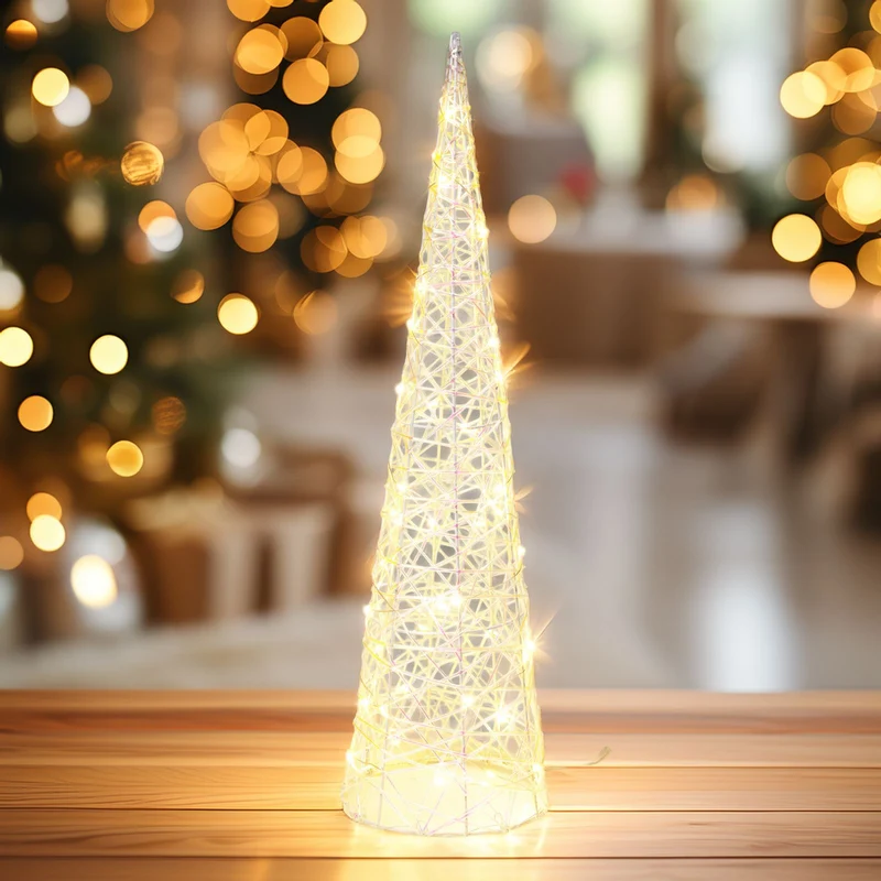 LED Iridescent Cone Light | Light-up Christmas Tree Cone with Timer - 60cm