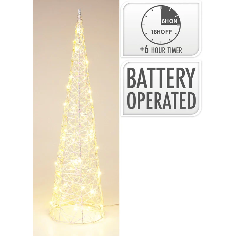 LED Iridescent Cone Light | Light-up Christmas Tree Cone with Timer - 60cm