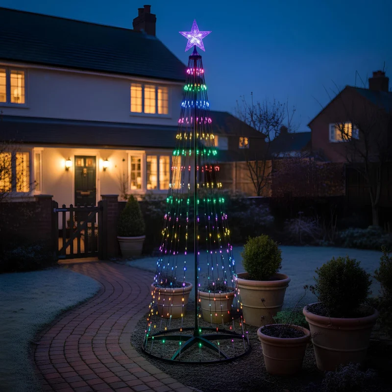 Multicolour LED Christmas Tree | Colour Changing Tree 370 RGB Lights UK Plug