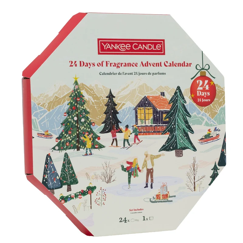 Yankee Candle Christmas Advent Calendar 24 Scented Tea Lights with Glass Holder