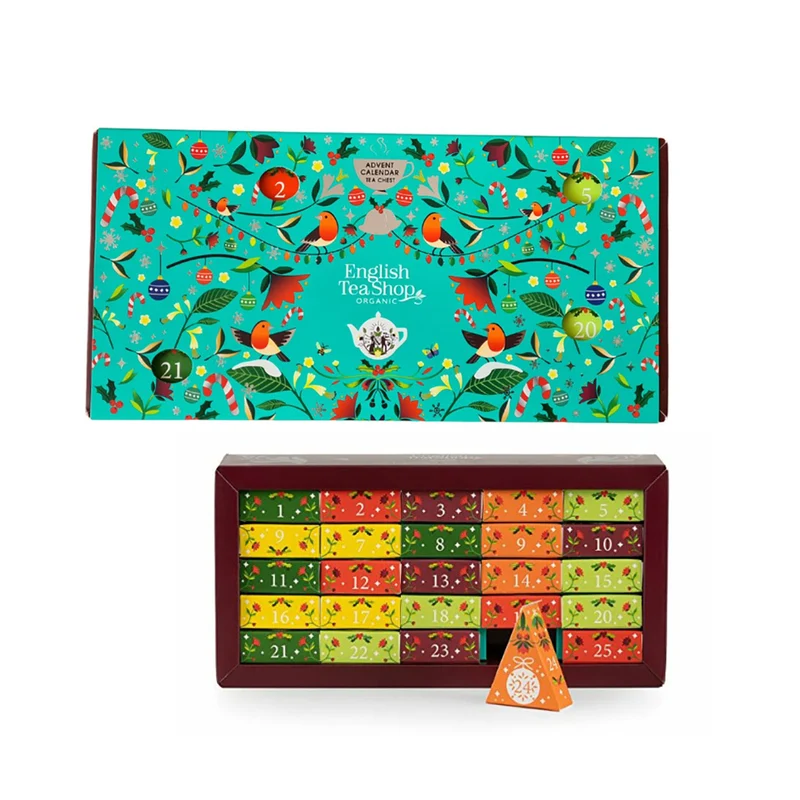 Tea Chest Christmas Advent Calendar 25 Organic Pyramid Tea Bags Advent Calendar