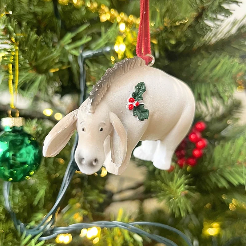Eeyore Christmas Tree Decoration with Holly, Gisela Graham 8cm