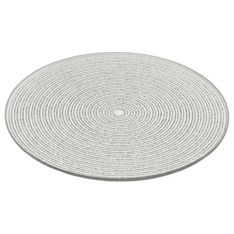 Round Silver Glitter Candle Plate, 15 cm Mirrored Glass Candle Stand
