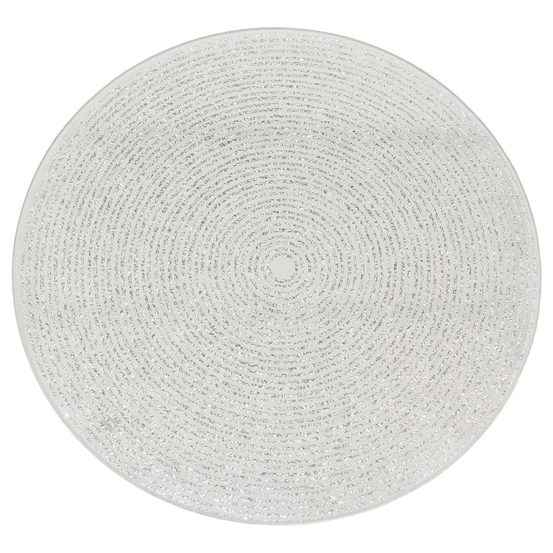 Round Silver Glitter Candle Plate, 15 cm Mirrored Glass Candle Stand